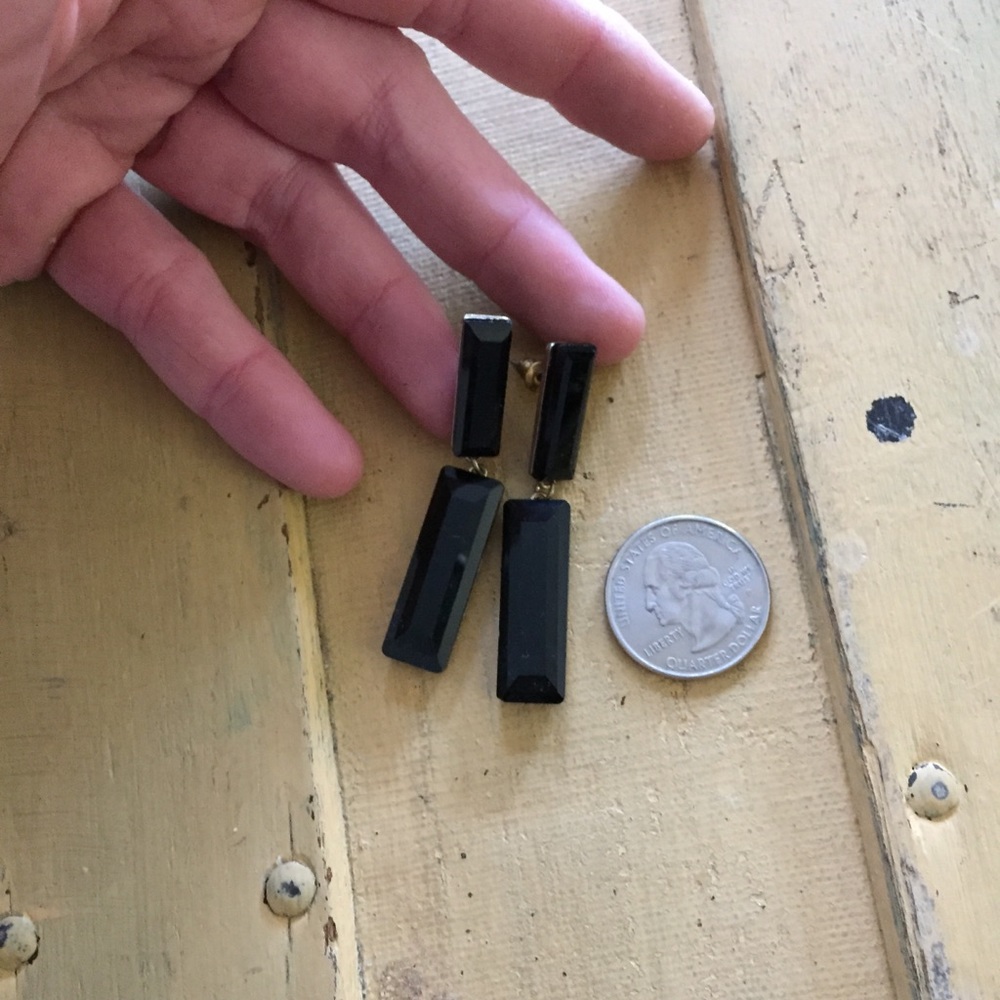 Zara Classic Black Gold Rectangular Earrings Os - image 4